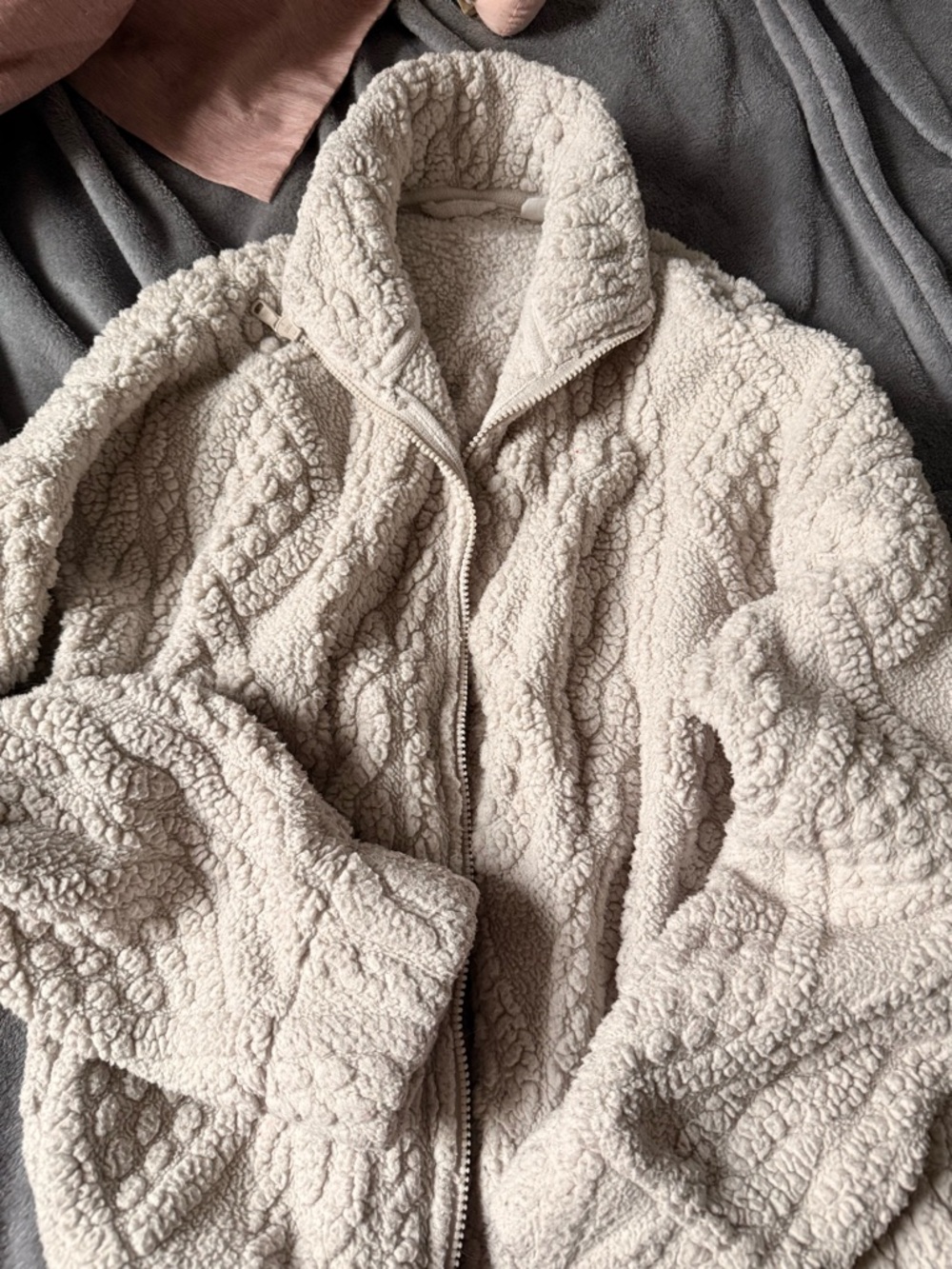 Gilly Hicks Soft Ivory Sherpa Zip Jacket